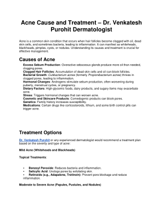 Acne Cause and Treatment
