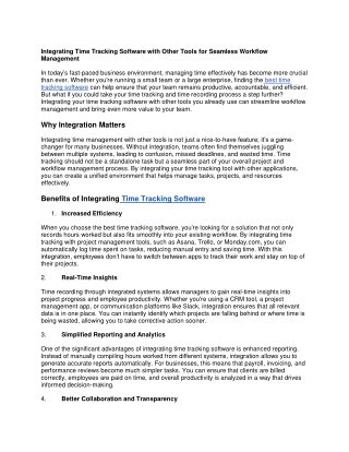 Integrating Time Tracking Software with Other Tools for Seamless Workflow Management