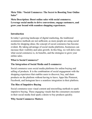 Social Commerce The Secret to Boosting Your Online Sales