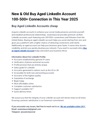New & Old Buy Aged LinkedIn Account 100-500  Connection in This Year 2025