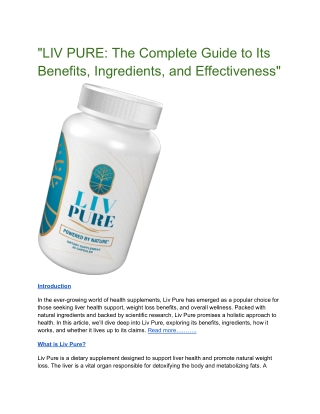 "LIV PURE: The Complete Guide to Its Benefits, Ingredients, and Effectiveness"