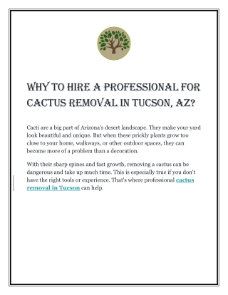 Why To Hire a Professional for Cactus Removal in Tucson, AZ