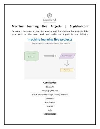 Machine Learning Live Projects  Styrishai.com