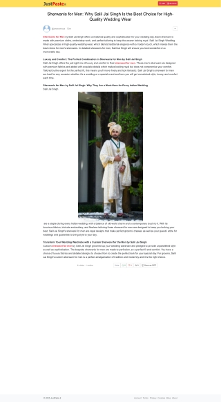Luxury and Comfort: The Perfect Combination in Sherwanis for Men by Salil Jai Si
