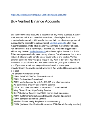 Buy Verified Binance Accounts