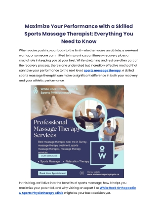 Maximize Your Performance with a Skilled Sports Massage Therapist_ Everything You Need to Know