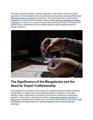 Diamond Jewellery Manufacturer_ A Guide for Brand Owners in Mumbai