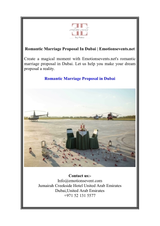Romantic Marriage Proposal In Dubai  Emotionsevents.net