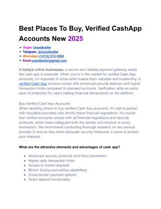 Best Places To Buy, Verified CashApp Accounts New 2025