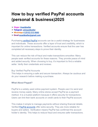 How to buy verified PayPal accounts (personal & business)2025