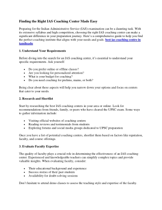 Finding the Right IAS Coaching Center Made Easy