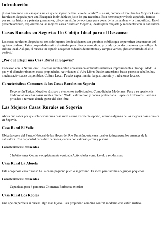 Mira alojamientos rurales en Segovia para una Fin de Semana Imborrable