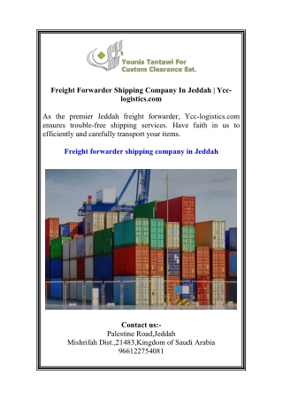 Freight Forwarder Shipping Company In Jeddah  Ycc-logistics.com