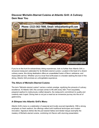 Discover Michelin-Starred Cuisine at Atlantic Grill_ A Culinary Gem Near You