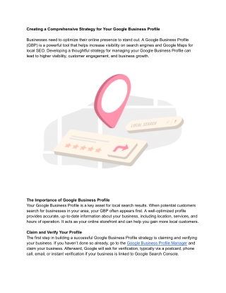 Creating a Comprehensive Strategy for Your Google Business Profile