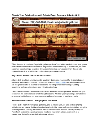 Elevate Your Celebrations with Private Event Rooms at Atlantic Grill