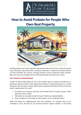 How to Avoid Probate for People Who Own Real Property