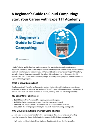 A Beginner’s Guide to Cloud Computing - Start Your Career with Expert IT Academy