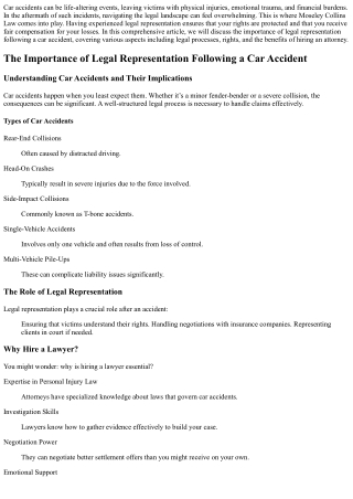 The Importance of Legal Representation Following a Car Accident