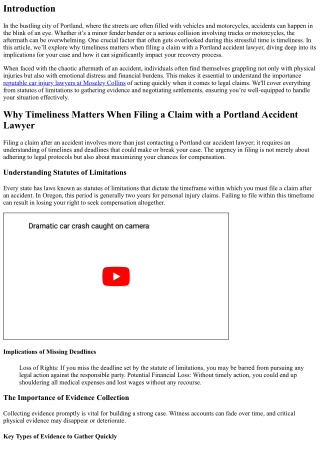 Why Timeliness Matters When Filing a Claim with a Portland Accident Lawyer