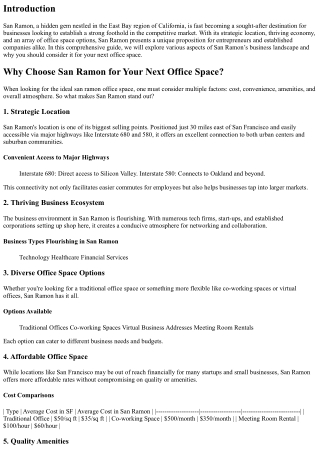 Why Pick San Ramon for Your Next Office?