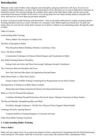 How Ballet Training Enhances Discipline and Focus