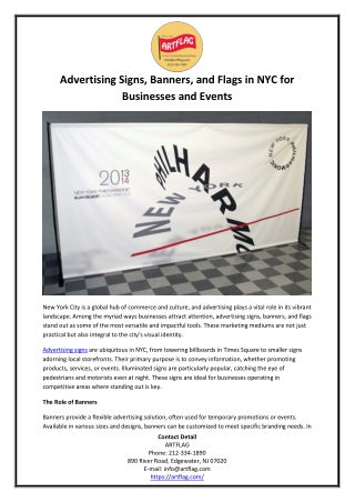 Advertising Signs, Banners, and Flags in NYC for Businesses and Events