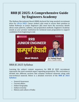 RRB JE 2025 A Comprehensive Guide by Engineers Academy