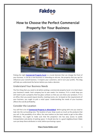 How to Choose the Perfect Commercial Property for Your Business