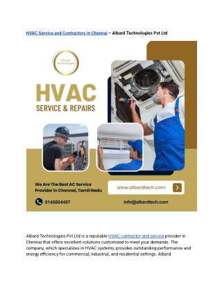 HVAC Service and Contractors in Chennai – Albard Technologies Pvt Ltd
