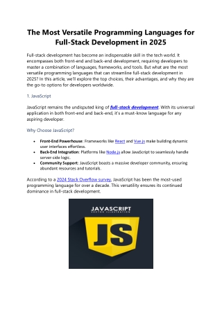 The Most Versatile Programming Languages for Full-Stack Development in 2025