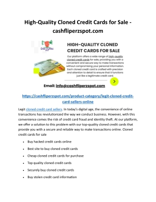 High-Quality Cloned Credit Cards for Sale - cashfliperzspot