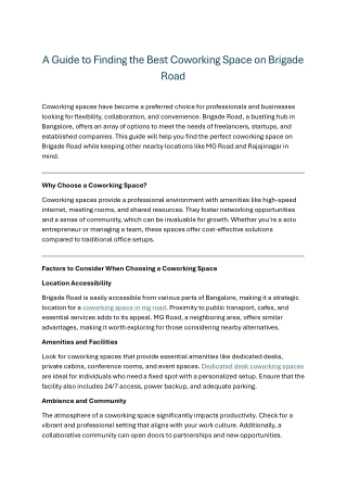 Dedicated Desk Coworking Space | Buzzworks at Brigade Towers