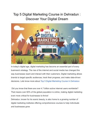 Top 5 Digital Marketing Course in Dehradun