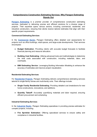 Comprehensive Construction Estimating Services_ Why Paragon Estimating Stands Out