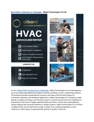 Best HVAC Contractors in Tamilnadu - Albard Technologies Pvt Ltd