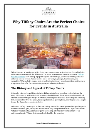 Why Tiffany Chairs Are the Perfect Choice for Events in Australia