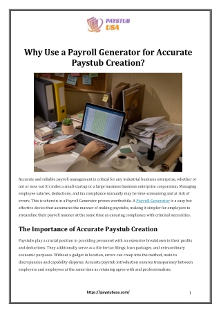 Why Use a Payroll Generator for Accurate Paystub Creation
