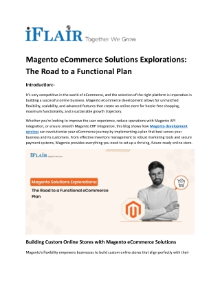 Magento eCommerce Solutions Explorations