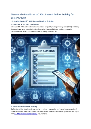 Discover the Benefits of ISO 9001 Internal Auditor Training for Career Growth