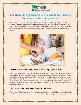 The Benefits of Learning Vedic Math and Abacus for Students in Bhubaneswar