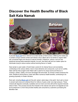 Discover the Health Benefits of Black Salt Kala Namak