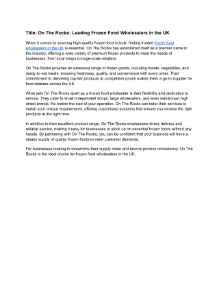 frozen food wholesalers uk