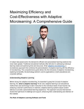 Save Time, Money and Increase Performance Through Adaptive Learning - Maxlearn
