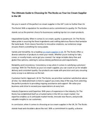 Ice Cream Supplier in UK