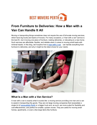 From Furniture to Deliveries: How a Man with a Van Can Handle It All