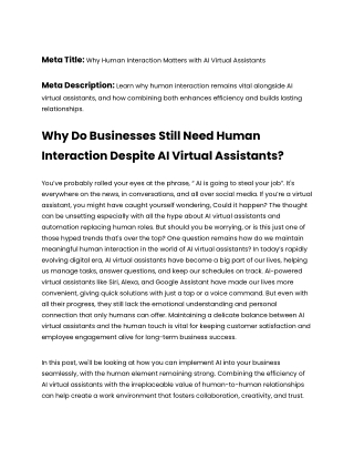 Why Do Businesses Still Need Human Interaction Despite AI Virtual Assistants_