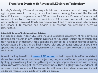 Transform Events with Advanced LED Screen Technology