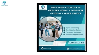 Best PGDM Colleges in Greater Noida A Complete Guide by Career Critics