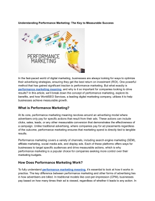 performance marketing meaning